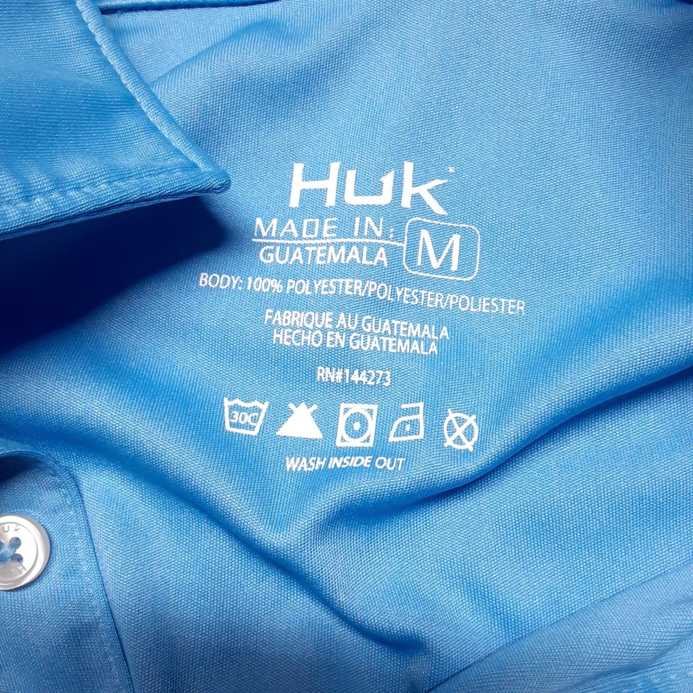 Huk Pursuit Mens Performance Polo Medium Marolina Blue UPF 50 - Picture 3 of 8